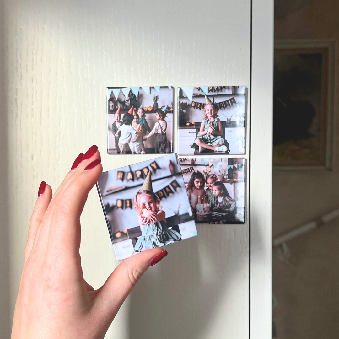 Custom photo magnets for fridge – personalize your favorite memories with high-quality prints.